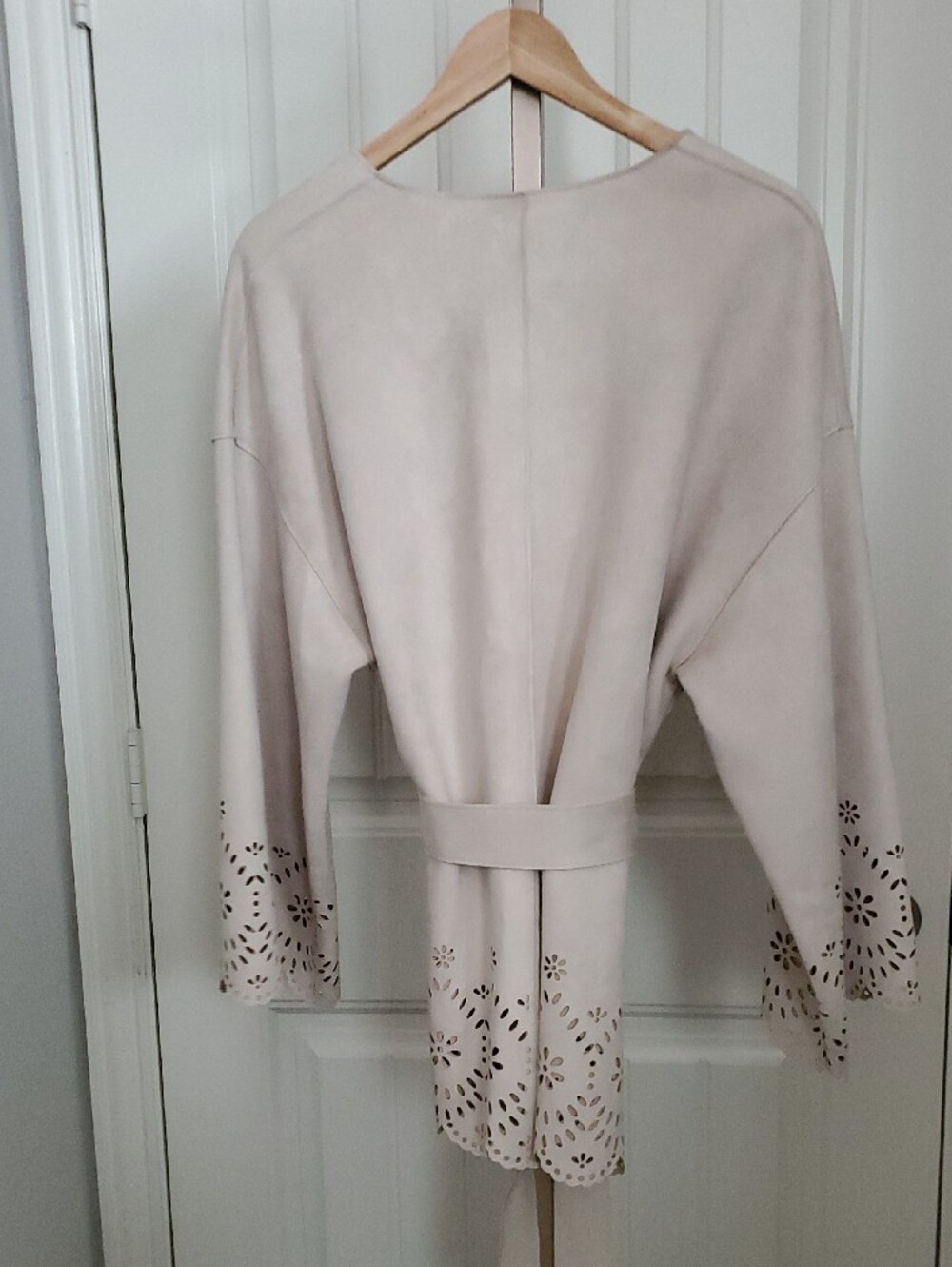 Zara Woman DIE-CUT SUEDE EFFECT TRENCH COAT Jacket Size M-L - Picture 11 of 13